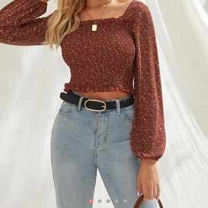 Mock shoulder off the shoulder long sleeve